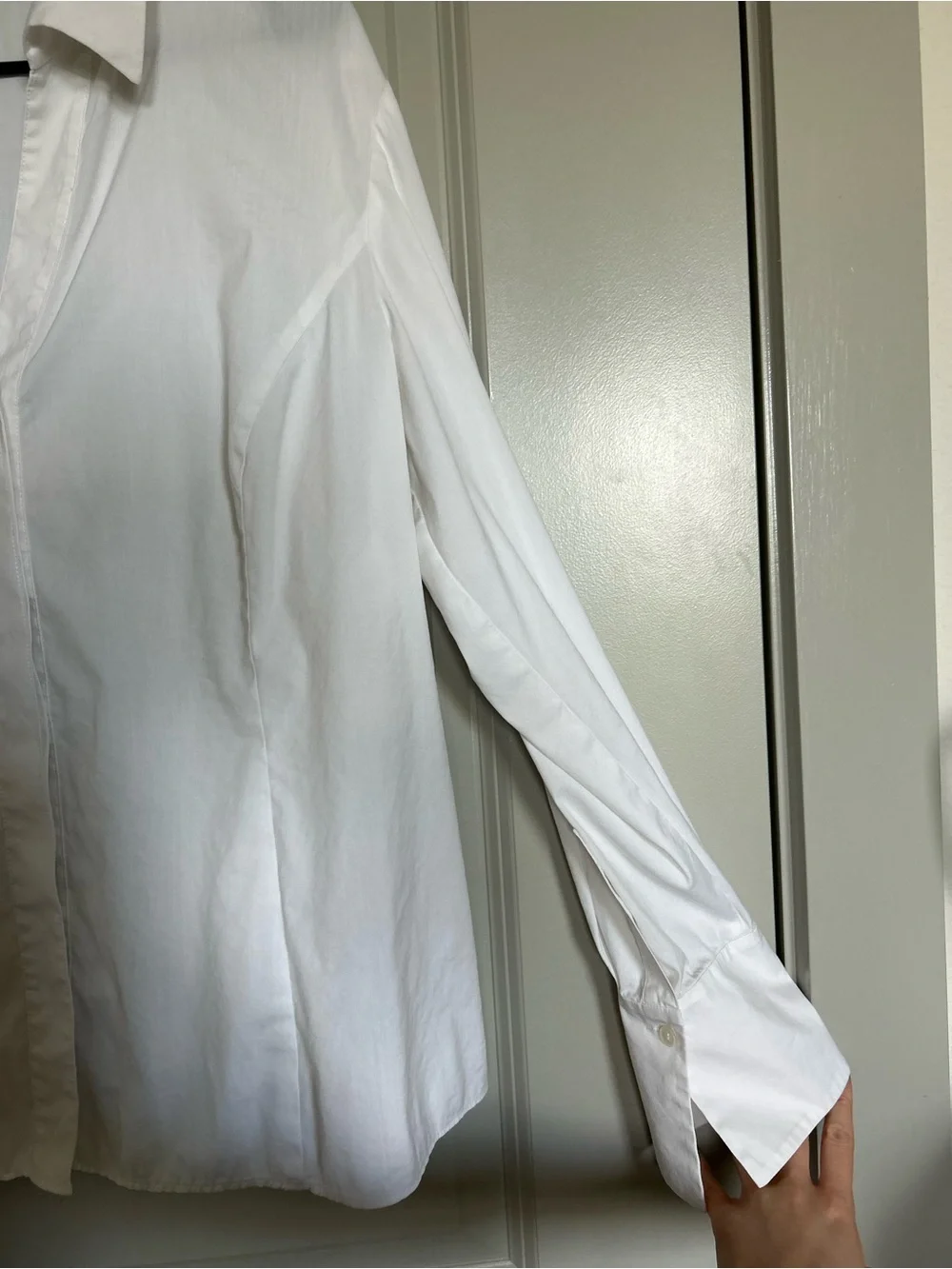 Lafayette 148 New York White V-Neck Collared Button-Front Blouse - Picture 5 of 15